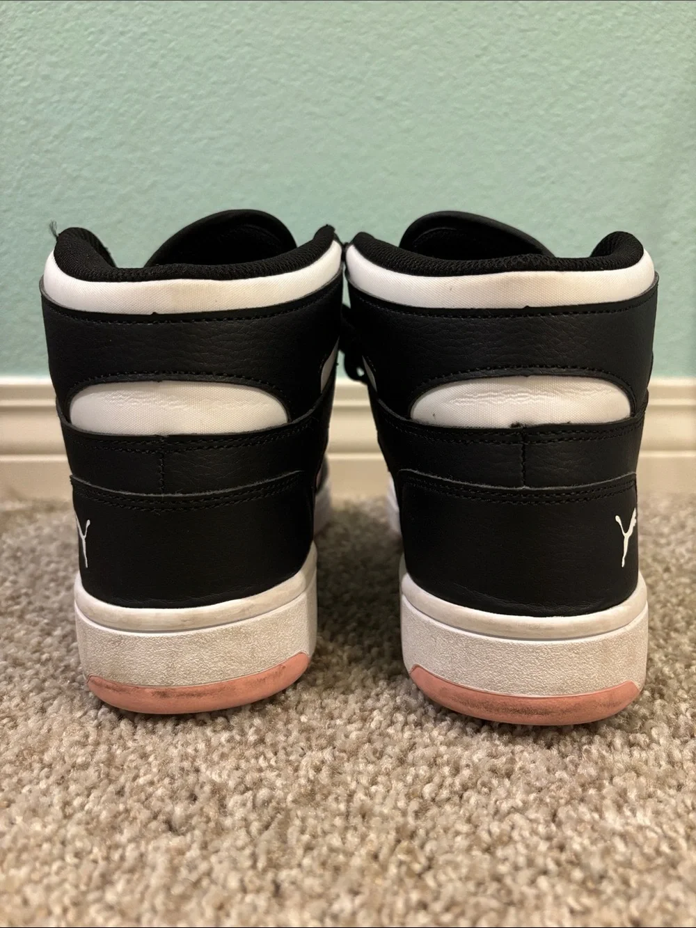 Puma Pink White and Black High Top Sneakers Size 6.5